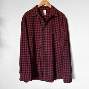 H&M L.O.G.G. Plaid Cotton Flannel Button Down Shirt Red and Black Mens XL Winter